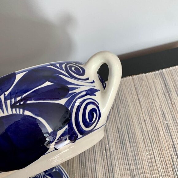 Blue and White Ceramic Soup Tureen Floral - Picture 7 of 9